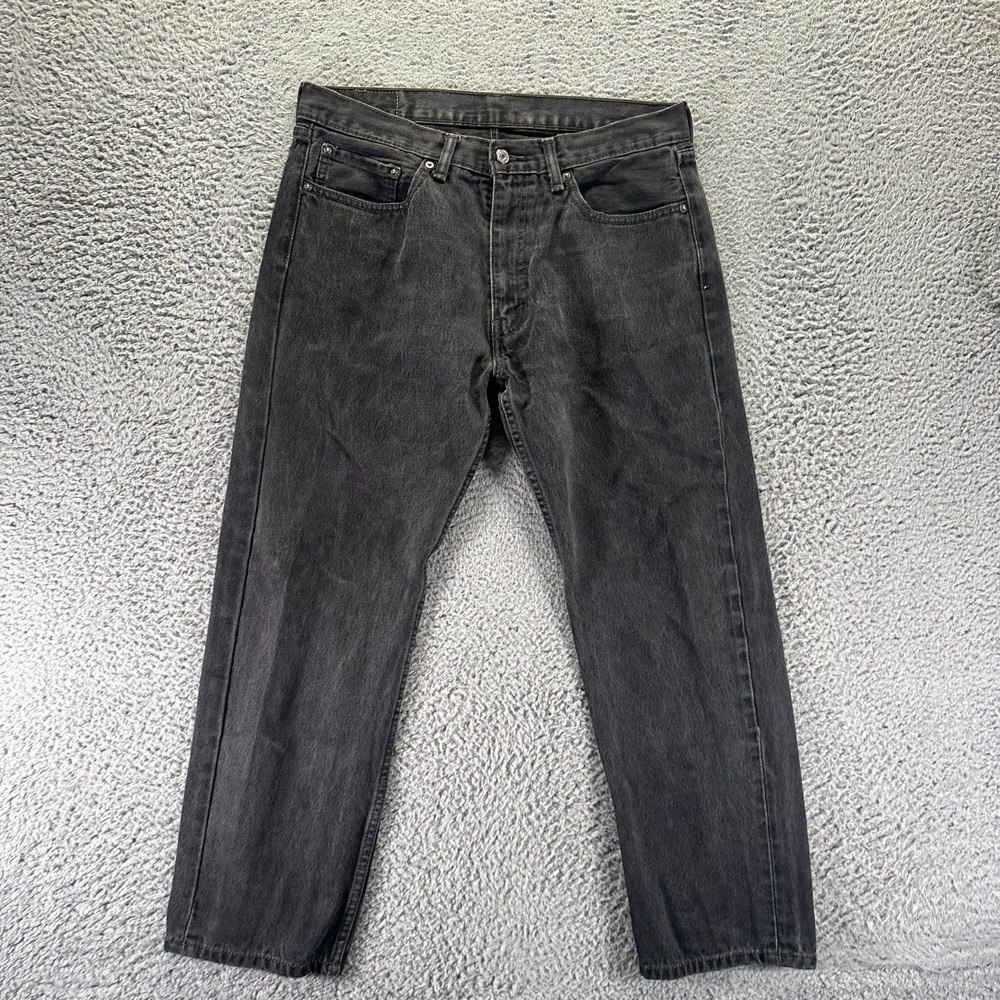 Levi's 505 Jeans Men's 36x28 Black Cotton Denim Straight Leg Workwear Utility